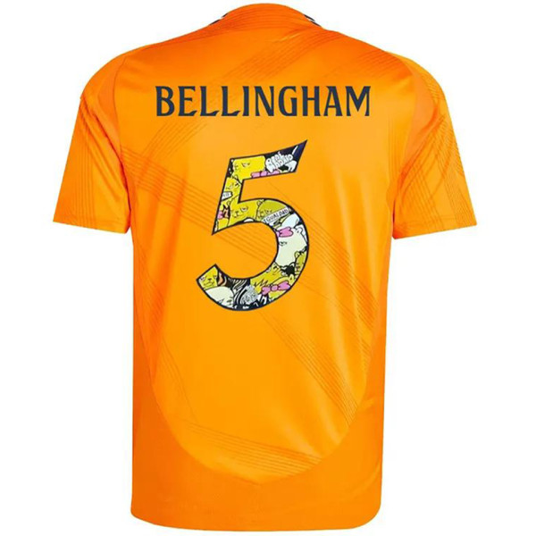 BELLINGHAM #5 RM 1:1 Quality Away Orange Fans Jersey 2024/25 （Cartoon UCL Font) 卡通字体