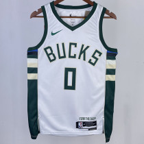 2023/24 Bucks LILLARD #0 White NBA Jerseys