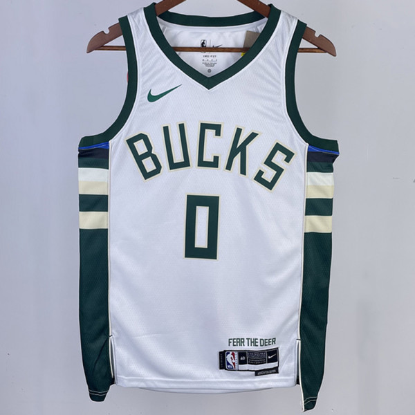 2023/24 Bucks LILLARD #0 White NBA Jerseys