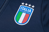 2025 Italy Sapphire Blue Hoody Zipper Jacket Windbreaker