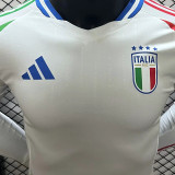 2024 Italy Away Whte Player Version Long Sleeve Jersey