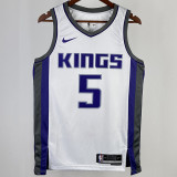 2023/24 Kings FOX #5 White NBA Jerseys 热压
