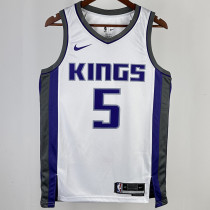 2023/24 Kings FOX #5 White NBA Jerseys 热压