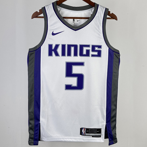 2023/24 Kings FOX #5 White NBA Jerseys 热压