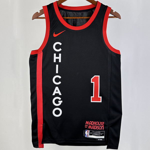 2023/24 Bulls ROSE #1 Black City Edition NBA Jerseys 热压