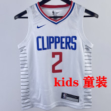 Clippers LEONARD #2 White Kids NBA Jersey 热压