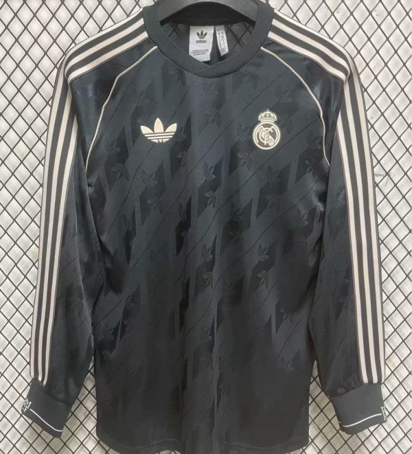 2025 RM Special Edition Black Retro Style Long Sleeve Soccer Jersey