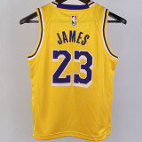 Lakers JAMES #23 Yellow Kids NBA Jersey 热压