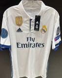 2016/17 RM White Home Retro Player Version Long Sleeve Jersey 球员版