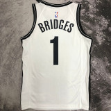 2023 Nets BRIDGES #1 White NBA Jerseys