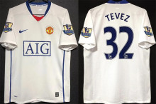 TEVEZ #32 M Utd White Retro Jersey 2008/09 (Have Patch 带 07/08 CHAMPIONS 金 英超双臂章 FA Premier League Font 英超字体 ) ★★