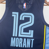 2023/24 Grizzlies Morant #12 Dark Blue NBA Jerseys Hot Pressed