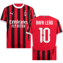 RAFA LEãO #10 AC Milan 1:1 Quality Home Fans Soccer Jersey 2024/25 UCL Font 欧冠字体
