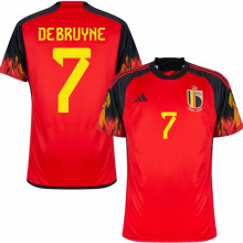 DE BRUYNE #7 Belgium 1:1 Home Red Fans Jersey 2022/23