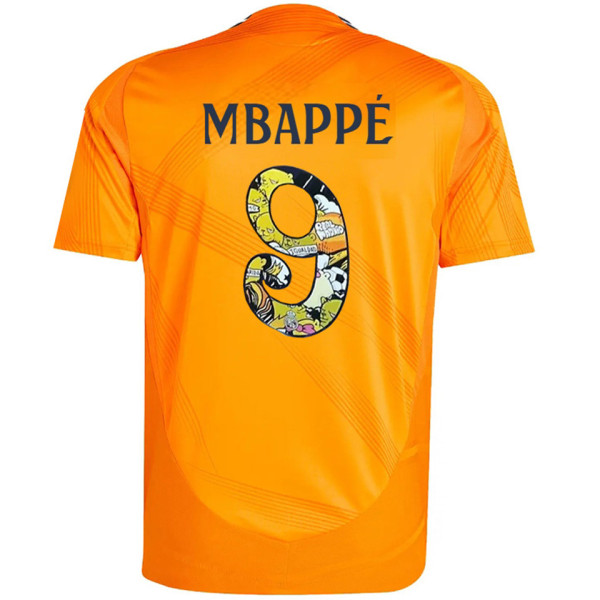 MBAPPÉ #9 RM 1:1 Quality Away Orange Fans Jersey 2024/25 （Cartoon UCL Font) 卡通字体