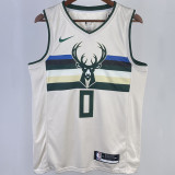 2023/24 Bucks LILLARD #0 Off-White NBA Jerseys