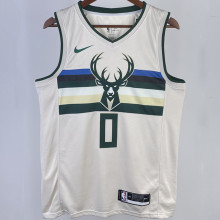 2023/24 Bucks LILLARD #0 Off-White NBA Jerseys
