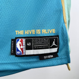 2023/24 Hornets BALL #1 Blue Retro NBA Jerseys 热压