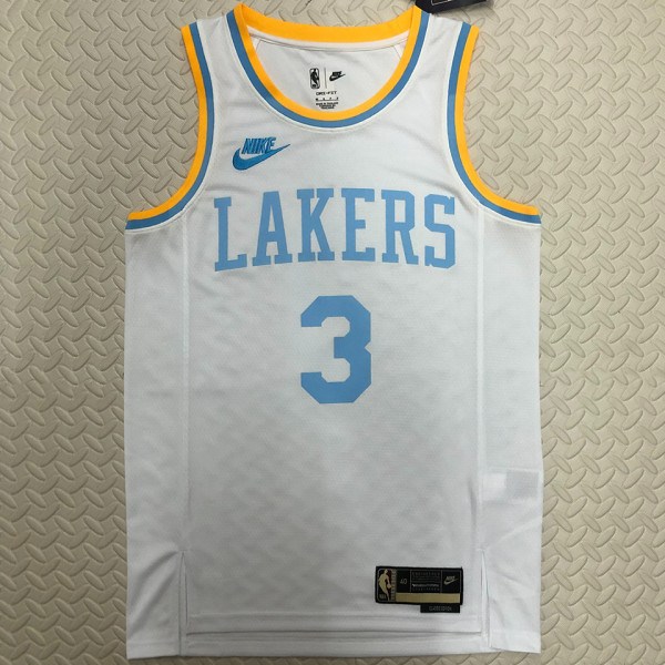 Lakers DAVIS #3 White Retro NBA Jerseys