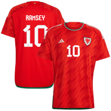 RAMSEY #10 Wales Home Red Fans Jersey 2022/23