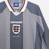 1996 England Away Grey Retro Long Sleeve Jersey