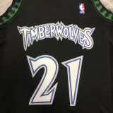 1997/98 Timberwolves GARNETT #21 Black Retro NBA Jerseys 热压