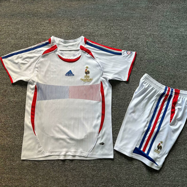 2006 France Away White Retro Kids Soccer Jersey
