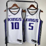 2023/24 Kings FOX #5 White NBA Jerseys 热压