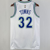 2023/24 Timberwolves TOWNS #32 White Retro NBA Jerseys 热压