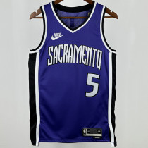 2024/25 Kings FOX #5 purple Retro NBA Jerseys 热压