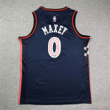 2023/24 76ers MAXEY #0 Sapphire Blue Kids City Edition NBA Jerseys 刺绣