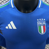 2024 Italy Home Blue Player Version Long Sleeve Jersey