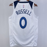 2023/24 Timberwolves RUSSELL #0 White NBA Jerseys