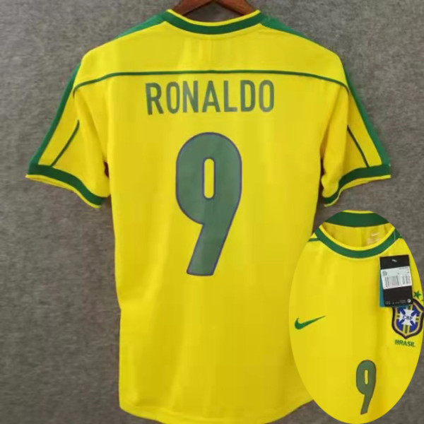 Ronaldo # 9 Brazil Home Retro Soccer Jersey 1998