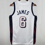 2025 Team USA JAMES #6 White NBA Jerseys