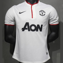 2013/14 M Utd Away White Retro Player Version Soccer Jersey