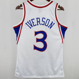 196/97 76ers IVERSON #3 White Retro NBA Jersey