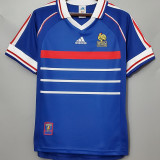 ZIDANE #10 France Home Blue Retro Soccer Jersey 1998 (右胸带小字)