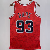 1997/98 Bulls BAPE×M&N #93 Red NBA Jerseys
