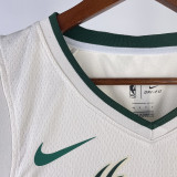 2023/24 Bucks LILLARD #0 Off-White NBA Jerseys