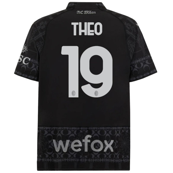 THEO #19 AC Milan x PUMA x Pleasures 4Th Black Fans Jersey 2023/24