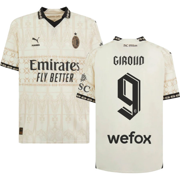 GIROUD #9 AC Milan x PUMA x Pleasures 4Th Fans Jersey 2023/24 欧冠体