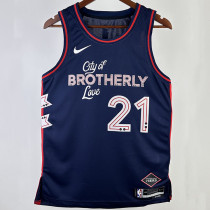 2023/24 76ers EMBIID #21 Sapphire Blue City Edition NBA Jerseys 热压