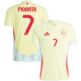 MORATA #7 Spain 1:1 Quality Away Yellow Fans Jersey 2024/25