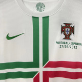 2012 Portugal Away White Long Sleeve Retro Soccer Jersey