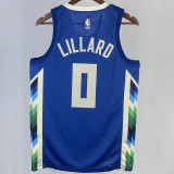 2023/24 Bucks LILLARD #0 Blue City Edition NBA Jerseys