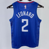 Clippers LEONARD #2 Blue Kids NBA Jersey 热压