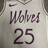 Timberwolves ROSE #25 White Pink NBA Jerseys