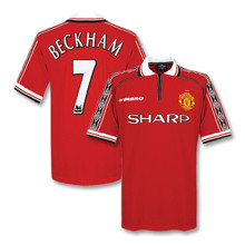 1998-1999 M Utd Home #7 Beckham Retro Soccer Jersey