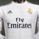 2013/14 RM White Home Retro Player Version Long Sleeve Soccer Jersey 球员版